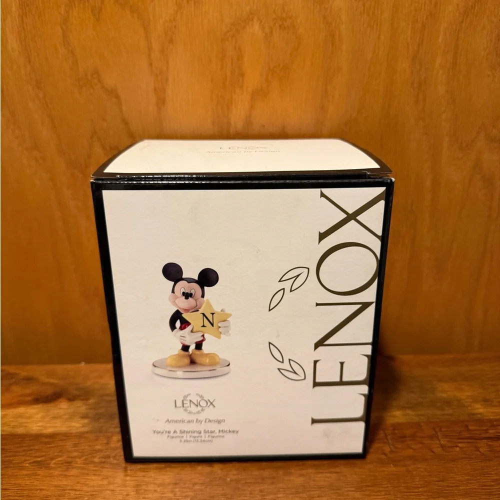 Lenox Disney You’re A Shining Star Mickey Mouse Figurine Letter N MONOGRAM NIB